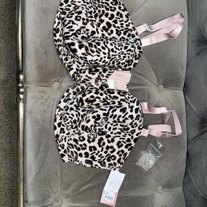 Lane Bryant Leopard Print Bra with Pink Straps